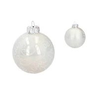 Bombki - Bombka szklana zdobiona biała 8 cm mix - miniaturka - grafika 1