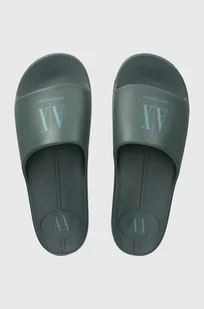 Armani Exchange klapki męskie kolor turkusowy XUP012 XV675 T730 - Klapki i japonki męskie - miniaturka - grafika 1