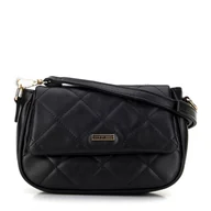 Torebki damskie - Damska crossbody z ekoskóry w przeszycia czarna - miniaturka - grafika 1
