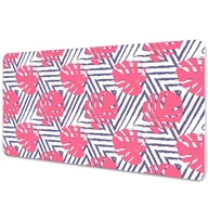 Podkładki na biurko - Mata ochronna z nadrukiem Różowe liście 90x45 cm - miniaturka - grafika 1