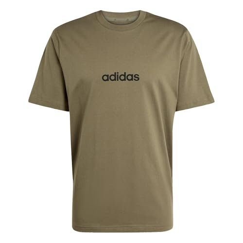 adidas Mężczyźni ESSENTIALS LINEAR SINGLE JERSEY TEE, olive strata/black, XL