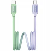 Kable USB - Kabel USB-C / USB-C USAMS Bicolor Series SJ756 PD 60W 1.2m zielono fioletowy - miniaturka - grafika 1