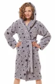 Szlafroki dla dzieci - Szlafrok dziewczęcy Dream satr szary w gwiazdki 134/140 - miniaturka - grafika 1