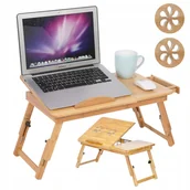 Inne akcesoria audio-wideo - SKŁADANY STOLIK POD LAPTOPA 17'' podstawka na laptop ŁÓŻKA bambus regulacja O174 - miniaturka - grafika 1