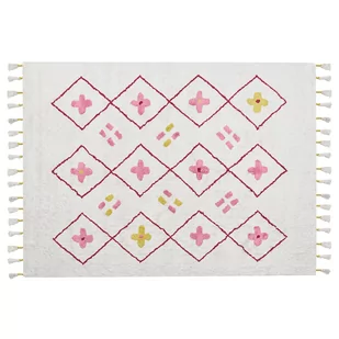 Dywan dziecięcy bawełniany 160 x 230 cm biały z różowym CAVUS - Dywany dla dzieci - miniaturka - grafika 1