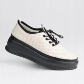 Półbuty damskie - Półbuty damskie skóra naturalna ażurowa GOODIN GD-XF-177 beż lekkie 41 - miniaturka - grafika 1