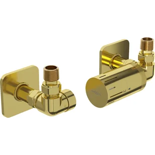 Mexen G05 zestaw termostatyczny osiowy z maskownicą S, złoty - W903-958-909-50 - Zawory i kraniki - miniaturka - grafika 1