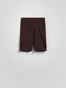 Spodenki damskie - Reserved - Bawełniane kolarki - ciemnobrązowy - miniaturka - grafika 1
