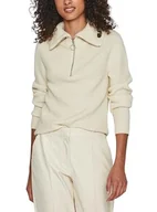 Koszulki i topy damskie - Viril Half Zipper L/S Knit Top - Noos, beżowy, S - miniaturka - grafika 1