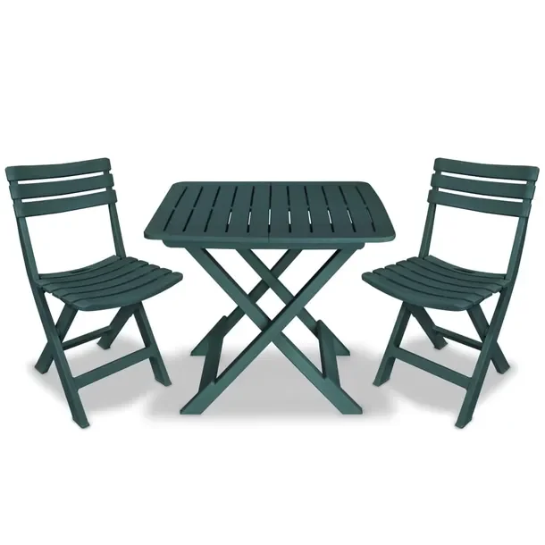Zestaw Bistro Ogrodowy Składany Zielony 79x72x70 cm i Krzesła 41x34x78 cm