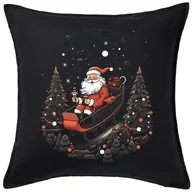 Poduszki dekoracyjne - CZARNA Poduszka z mikołajem - santa80 - miniaturka - grafika 1