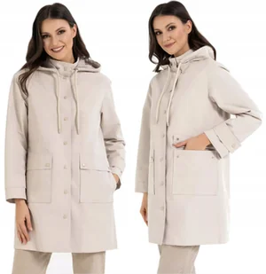 Kurtka Damska Parka Przeciwdeszczowa z Kapturem Przejściowa BEŻOWY MORAJ XL - Kurtki damskie Kurtka Damska Parka Przeciwdeszczowa z Kapturem Przejściowa BEŻOWY MORAJ XL - Kurtki damskie - miniaturka - grafika 1