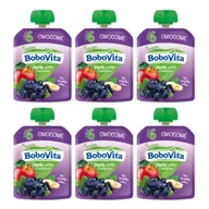 Desery dla dzieci - BoboVita Mus jagody i jabłka z bananem po 6 miesiącu Zestaw 6 x 80 g - miniaturka - grafika 1