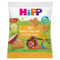 Przekąski dla dzieci - Hipp Serduszka owsiane Maślane ciasteczka - wanilia 40 g Bio - miniaturka - grafika 1