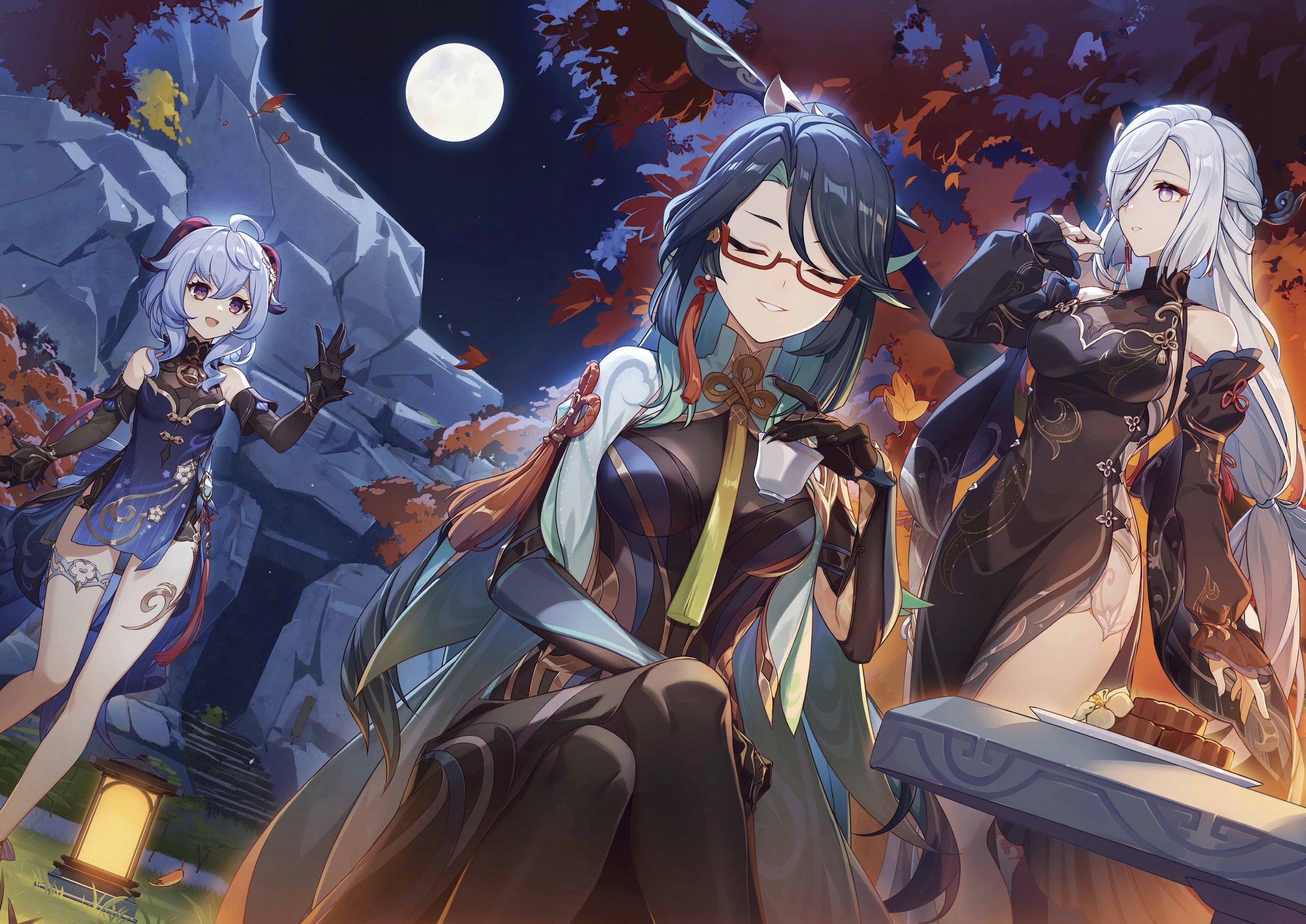 Plakat A3 Genshin Impact Anime Gra Xianyun Cloud Retainer Shenhe Ganyu