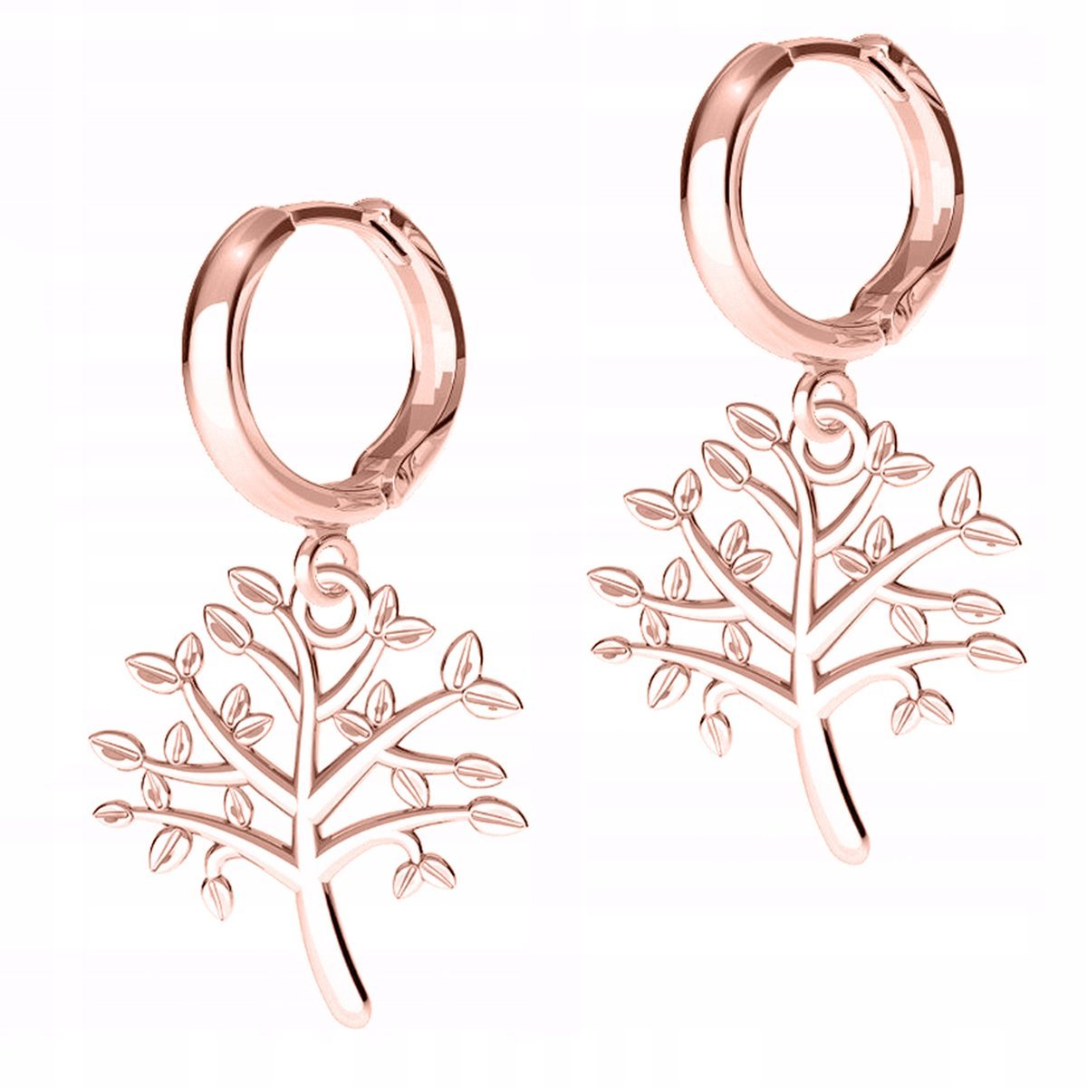 Kolczyki Pozłacane Drzewo Drzewko Życia Drzewa Gałązki z Liśćmi SREBRO 925