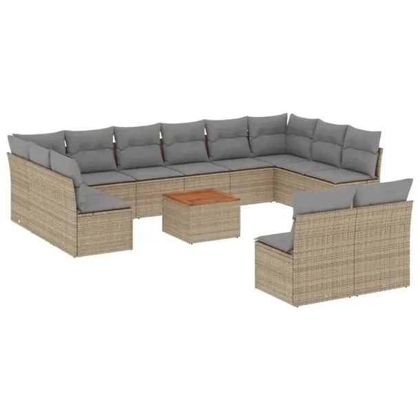 Zestaw mebli ogrodowych modułowych, rattan PE, beżowy, 62 x 62 x 69 cm