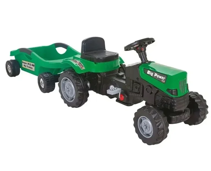 Duży Traktor Pilsan XXL Zielony na Pedały z przyczepą Jeździk 07320