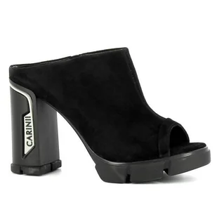 Czarne klapki na obcasie CARINII - Carinii - Klapki i japonki damskie - miniaturka - grafika 1