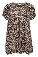 Bluzki damskie - Kaffe Curve Plus Size damska tunika długa bluzka z okrągłym dekoltem, Nadruk Feather Gray Leo - miniaturka - grafika 1