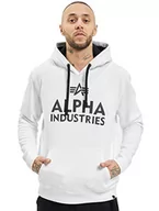 Bluzy męskie - ALPHA INDUSTRIES Męska bluza z kapturem z nadrukiem pianki, biały, 5XL - miniaturka - grafika 1