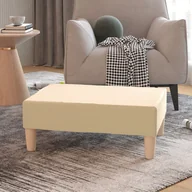 Pufy i podnóżki - shumee shumee Podnóżek kremowy 78x56x32 cm tapicerowany tkaniną - miniaturka - grafika 1