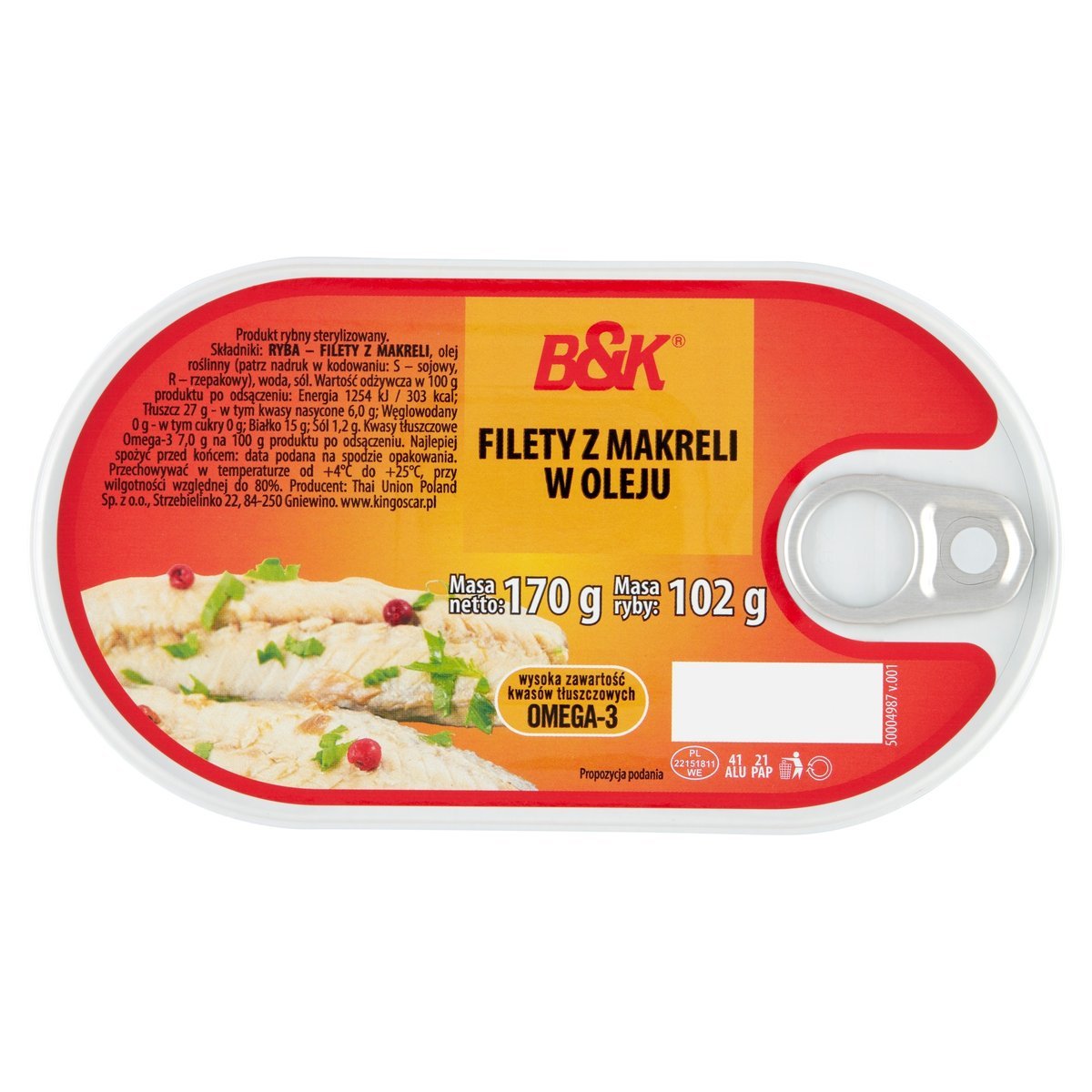 FILETY Z MAKRELI B&K 170G W OLEJU