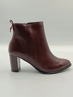 Botki damskie - Bordowe klasyczne skórzane botki polska marka PULSO r. 38 - miniaturka - grafika 1