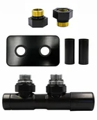 Zawory i kraniki - Zawór jednootworowy regulacyjny UNICO czarny mat All in one prawy GZ1/2 rozeta zespolona prostokątna - miniaturka - grafika 1