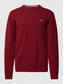 Swetry męskie - Sweter z dzianiny z wyhaftowanym logo - miniaturka - grafika 1