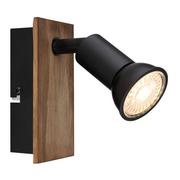 Lampy sufitowe - Globo Drew 57998-1W reflektor 1x35W GU10 czarny/drewniany - miniaturka - grafika 1