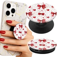 Uchwyty samochodowe do telefonów - Uchwyt do telefonu Popsocket na palce/stojak CZERWONE WSTĄŻKI MODNE WZORY - miniaturka - grafika 1