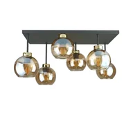 Lampy sufitowe - Żyrandol natynkowy NESSA 6xE27/60W/230V czarny/złoty/dymny beżowy - miniaturka - grafika 1