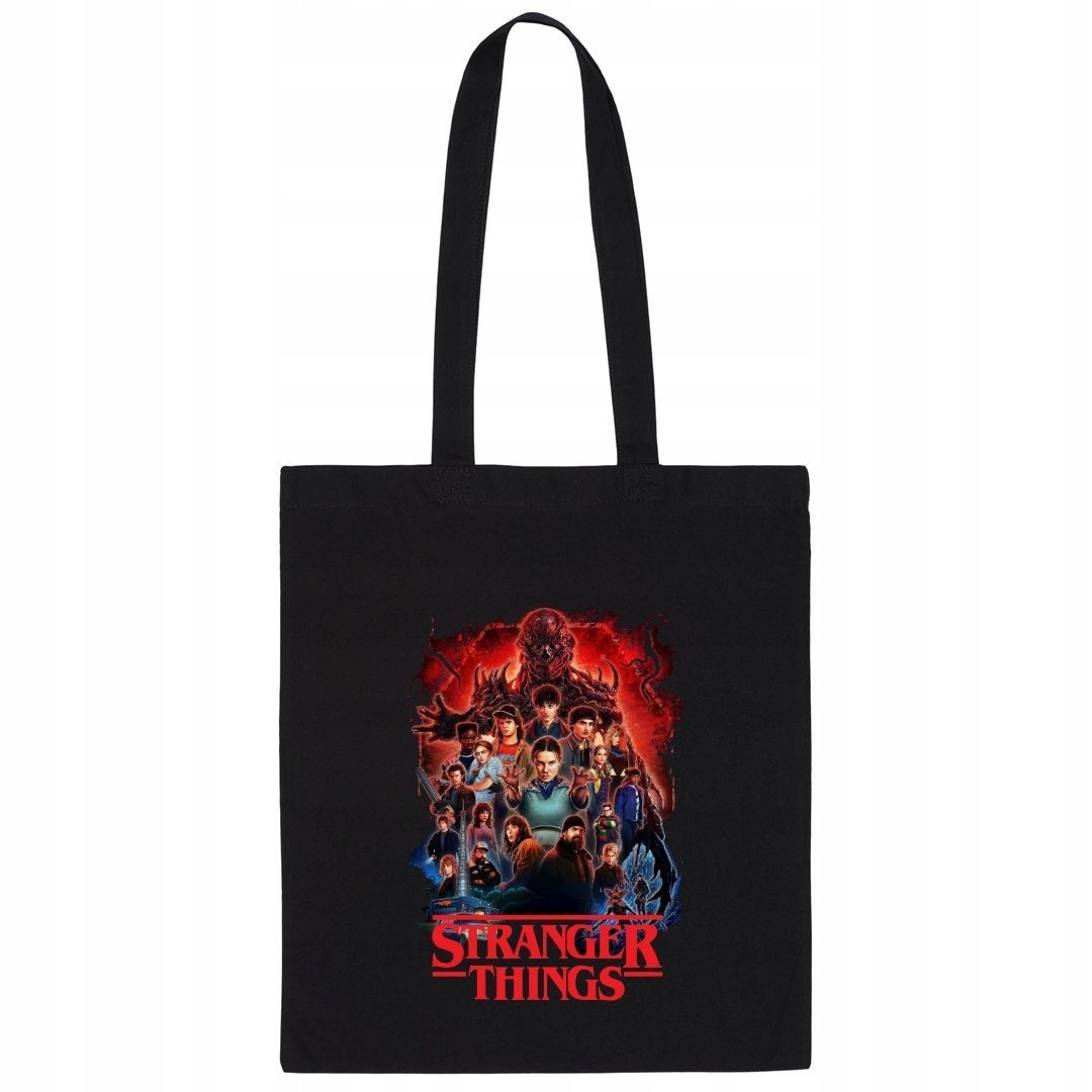 STRANGER THINGS TORBA CZARNA SHOPERKA NA RAMIĘ BAWEŁNIANA GRUBA