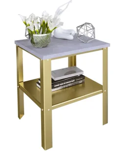 Nowoczesny stolik kawowy złoty + beton N3-D03 - Ławy i stoliki kawowe - miniaturka - grafika 1