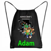 Plecaki worki - WOREK SZKOLNY NA WF Plecak Minecraft Gra + IMIĘ - miniaturka - grafika 1