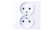 Gniazdka elektryczne - Ospel AS (biały) - gniazdo Podwójne (+0) z przesłonami GP-2GZP/00 - miniaturka - grafika 1