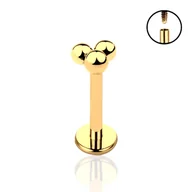 Kolczyki - Kolczyk PIERCING złoty labret z kuleczkami LOBE Helix Tragus TYTAN 1,2/6 - miniaturka - grafika 1