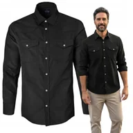 Koszule męskie - KOSZULA Męska z Długim Rękawem SZTRUKSOWA Czarna Regular Fit Pako Jeans - miniaturka - grafika 1