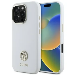 Guess GUHCP16XM4DGPH iPhone 16 Pro Max 6.9" biały/white hardcase Silicone Logo Strass 4G - Etui i futerały do telefonów - miniaturka - grafika 1