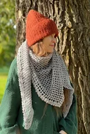 Apaszki i szaliki damskie - Szara chusta wykonana szydełkiem bawełna z akrylem. - miniaturka - grafika 1