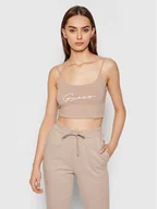 Koszulki sportowe damskie - Guess Top Dolly O1BA10 KASI1 Beżowy Slim Fit - miniaturka - grafika 1