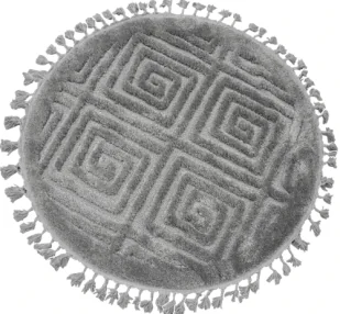 DYWAN BOHO KOŁO 133X133 SHAGGY BERBER FRĘDZLE SZARY 7061 - Dywany - miniaturka - grafika 1