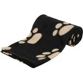 Legowiska dla psów - Trixie Koc Barney 150X100Cm Czarny W Beżowe Łapki - miniaturka - grafika 1