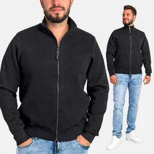 Sweter Męski Kardigan Zapinany Na Zamek Ze Stójką Gładki Miękki Czarny M - Swetry męskie - miniaturka - grafika 1