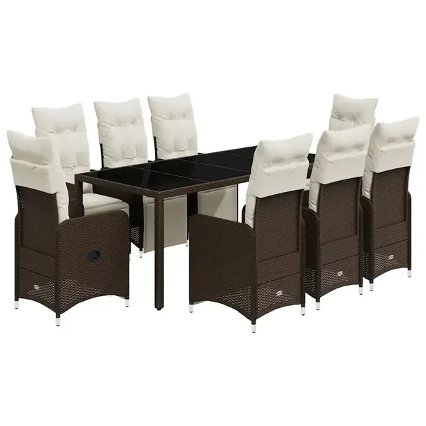 Zestaw Bistro Ogrodowy z Rattanu PE, Stół 190x90x75cm, Krzesła 54,5x58,5