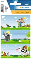 Etykiety do drukarek - HERMA 1893 Etykiety do książek, mała farma (76 x 35 mm, 9 naklejek z imieniem, papier, matowe), samoprzylepne, trwałe etykiety szkolne na książki, zeszyty, pudełka, gospodarstwa domowego, kolorowe - miniaturka - grafika 1