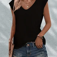 Bluzki damskie - TEMU Europejska I Amerykańska Damska Kolorowa Rozciągliwa T-shirt W Jednolitym Kolorze / A45 - miniaturka - grafika 1