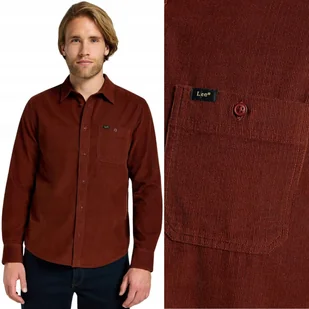 Lee LEESURE SHIRT Dark Glicia BORDOWA SZTRUKSOWA BAWEŁNIANA KOSZULA L - Koszule męskie - miniaturka - grafika 1