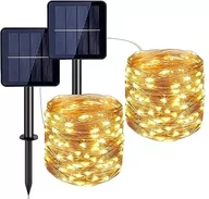 Oświetlenie świąteczne - Probuk Solarny Łańcuch Świetlny Na Zewnątrz, 12 M, 100 Diod Led, Drut Miedziany, Solarny Łańcuch Świetlny Z 8 Trybami, Wodoszczelność Ip65, Do Użytk.. - miniaturka - grafika 1